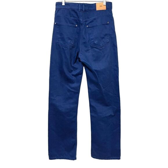 ZARA Women’s True Blue Super High Rise Rigid Straight Fit Jeans 8 - Picture 4 of 7